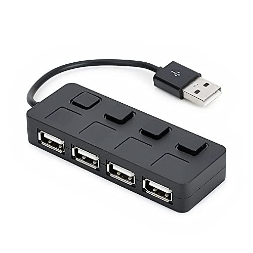 Walsunte USB 2.0 Hub Push-Button Stand with 4 Port hub Individual LED lit Power switches