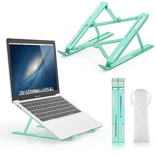 Laptop Stand Adjustable Notebook Riser Foldable Portable Computer Stand for Desk 12-Level Angle Adjustable Height Laptop Mount Suitable for All Laptops and Tablets Green