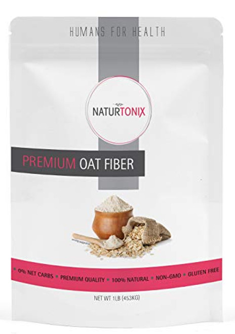 Naturtonix Premium Oat Fiber Ultra Finely Ground Non GMO Vegan Gluten Free OU Kosher and Keto Friendly Made in the USA 1 Pound