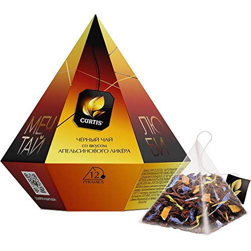 CURTIS Black Tea Orange Spritz Cocktail with Citrus Liquor Taste -12 Pyramid Tea Sachets- -Orange-