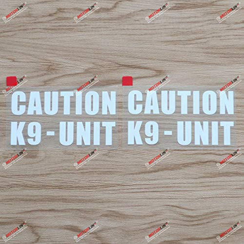 Caution K9-Unit K-9 Police Dog Warning Decal Sticker Vinyl - 2 Pack White 8 Inches - for Car Truck Door Window