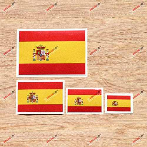 Spanish Flag Espana Spain Vinyl Decal Sticker - 4 Pack Reflective 2 Inches 3 Inches 4 Inches 6 Inches - for Car Boat Laptop Cup Phone
