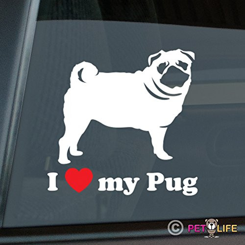 Mister Petlife I Love My Pug Sticker Vinyl Auto Window