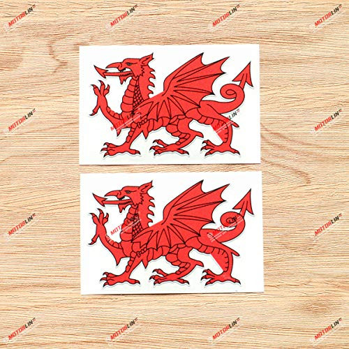 Wales Red Dragon Welsh Y Ddraig Goch Vinyl Decal Sticker - 2 Pack Reflective 4 Inches - for Car Boat Laptop Cup