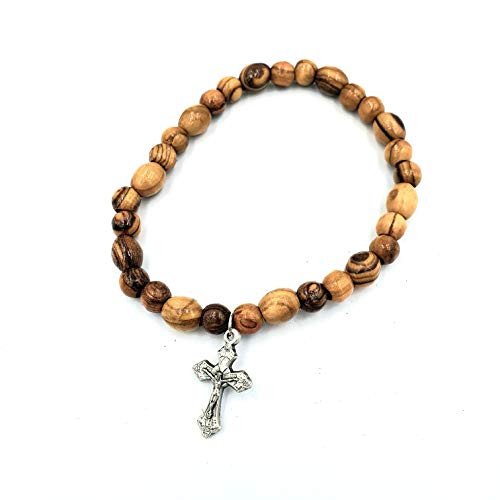 Zuluf Olive Wood Jerusalem Rosary Bracelets from The Holy Land with Silver Crucifix - Handmade Bethlehem Olive Wood Bead Charm Bracelet Jerusalem Cross Jesus Mary - Comes with Certificate BRA047 Zuluf Olive Wood Jerusalem Rosary Bracelets from The Holy Land with Silver Crucifix - Handmade Bethlehem Olive Wood Bead Charm Bracelet Jerusalem Cross Jesus Mary - Comes with Certificate BRA047