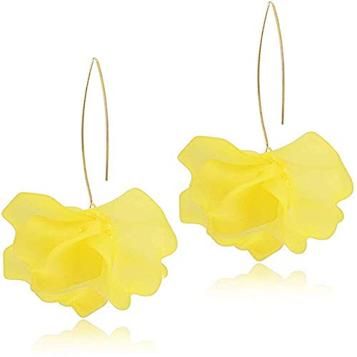 Boho Rose Petal Dangle Resin Earrings - Long Drop Acrylic Tiered Flower Earrings - Statement Exaggerated Floral Tassel Earrings for Women and Girls -Yellow- Boho Rose Petal Dangle Resin Earrings - Long Drop Acrylic Tiered Flower Earrings - Statement Exaggerated Floral Tassel Earrings for Women and Girls -Yellow-