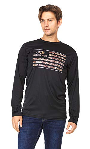 Mossy Oak Men's Break Up Country American Flag Printed Long Sleeve Active Crew Neck Camo T-Shirt -Black Flag XX-Large-