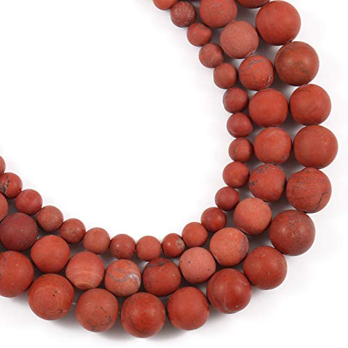 Yochus 6mm Matte Red Jasper Round Loose Beads Frosted Dull Polish Stone Beads for Jewelry Making