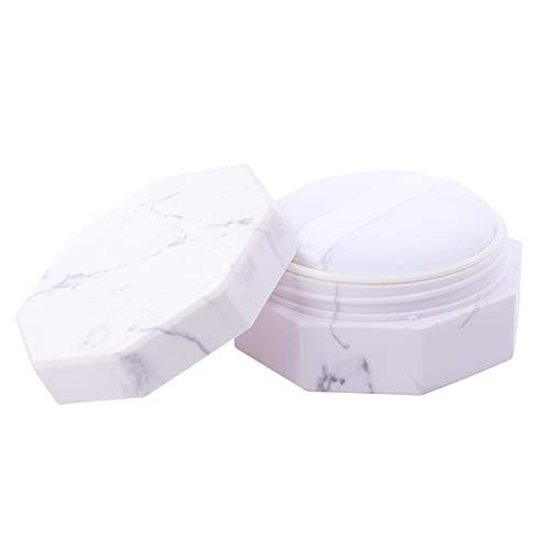 Lurrose Empty Loose Powder Container with PuffMarble Grain oose Powder Compact Container With Sponge Puff for Home and Travel 20g
