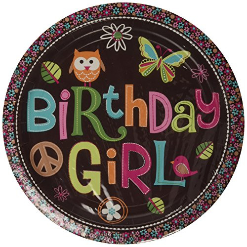 amscan Hippie Chick Birthday Party Lunch Paper Plates Disposable Tableware -8 Pack- 9" Multicolor