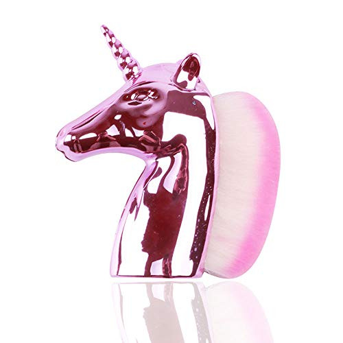 SILPECWEE 1Pc Pink Unicorn Nail Art Dust Remover Powder Brush Acrylic UV Gel Nail Cleaning Brush Blush Brushes Makeup Manicure Tool