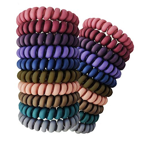 Spiral Hair Ties No Crease Colorful Traceless Hair Ties Elastic Coil Hair Ties Matte Phone Cord Hair Ties Waterproof Hair Coils for Women Girls Multicolor -color 2-