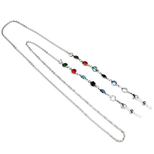 Exceart Eyeglasses Chains Beaded Sunglasses Strap Holder Reading Glasses Cords Eyewear Retainer Chain Lanyards -Silver-