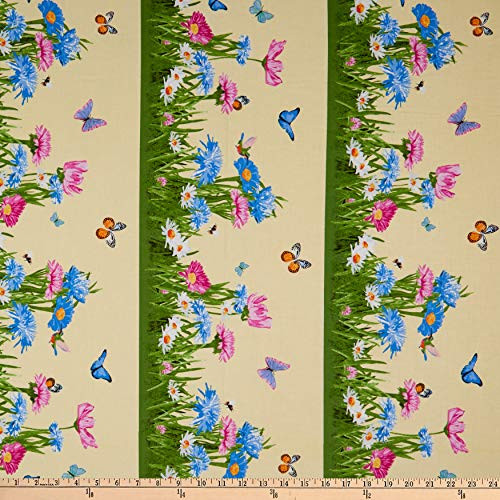 Andover Meow Meadow Grass Border Yellow Quilt Fabric Model- 0664332