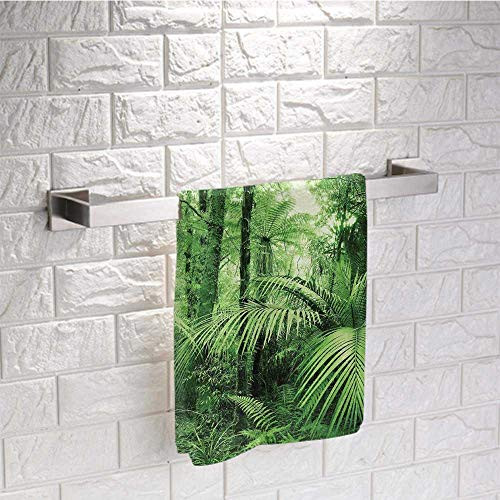 DayDayFun Rainforest Custom Towel Palm Trees and Exotic Plants in Tropical Jungle Wild Nature Zen Theme Illustration Pattern Towels Bathroom Sets Size 14"x14" Green
