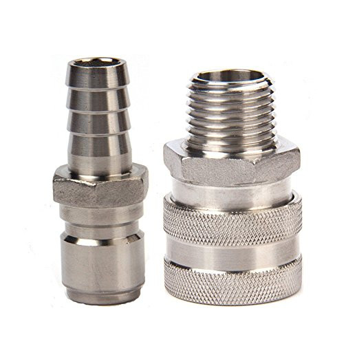 1/2" MPT Female +1/2" Barb Male Hose/Stainless Steel Quick Disconnect Set