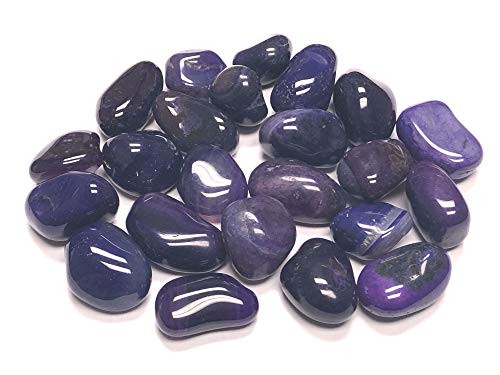 Zentron Crystal Collection- Tumbled Dyed Agate - Large 1" Pieces with Velvet Bag -1-2 Pound Purple-