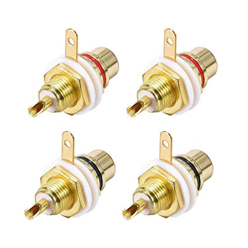 uxcell RCA Female Panel Mount Chassis Socket Jack Connector for Amplifier Audio Terminal RCA Plug 4pcs