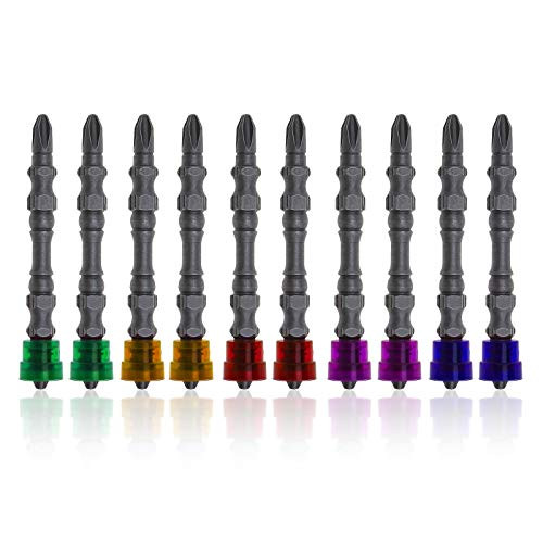 10pcs 65mm Multicolored Magnetic Circle Double-Head PH2 Cross Screwdrivers Bits Electric Screw Driver Plasterboard Drywall