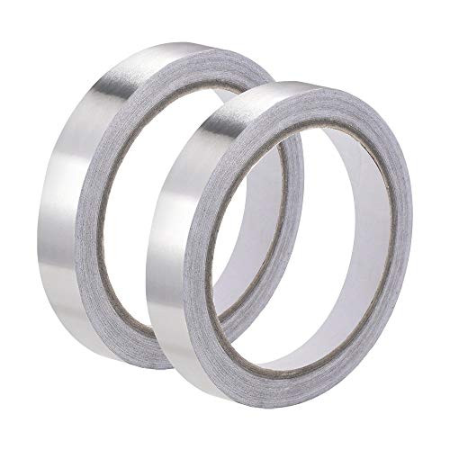 uxcell 10mm Aluminum Foil Tape High Temperature Tape for HVAC Sealing Patching Hot and Cold Air Ducts Single Sided Adhesive Tape 20m-65ft 2 Rolls