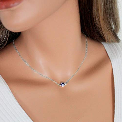 Sttiafay Boho Evil Eye Pendant Necklace Turkish Lucky Choker Collar Necklace Chain Jewelry for Women and Girls ?Silver? Sttiafay Boho Evil Eye Pendant Necklace Turkish Lucky Choker Collar Necklace Chain Jewelry for Women and Girls ?Silver?