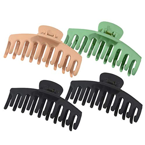 ZQBXFUN 4pcs Big Hair Claw Clips -Nonslip Large Claw Clip for Women and Girls Thin Hair Strong Hold Hair Clips for Thick Hair-khakiGreenBlack2- ZQBXFUN 4pcs Big Hair Claw Clips -Nonslip Large Claw Clip for Women and Girls Thin Hair Strong Hold Hair Clips for Thick Hair-khakiGreenBlack2-