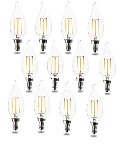 E12 Bulb Candelabra LED Bulbs 60 Watt Equivalent CA11 Soft White 4.5W 2700K LED Chandelier Bulbs, Candelabra Base, Dimmable LED Lamp, UL Listed (12pack)