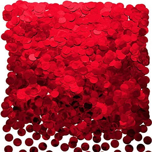 Red Foil Metallic Round Table Confetti Circle Dot Mylar Table Scatter Confetti Wedding Bridal Shower Bachelorette Engagement Valentines Mothers Day Baby Shower Birthday Party Confetti Decoration 100g