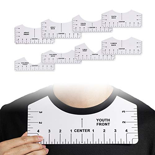 8PC T-Shirt Ruler Guide - Tshirt Alignment Tool for Vinyl Placement  and Tshirt Guide Ruler for Heat Press Tshirt Printing Guide for Center Design -White-