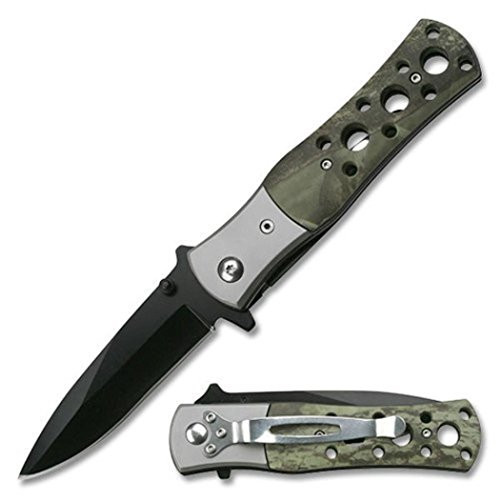 TAC Force TF-467 Spring Assist Folding Knife Black Straight Edge Blade Digital Camo Handle 4.5-Inch Closed