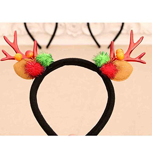 Tgirls Christmas Elk Reindeer Antlers Headband Red Christmas Hair Band with Santa Claus Reindeer Antlers Hat Headwear Hair Grooming Accessories