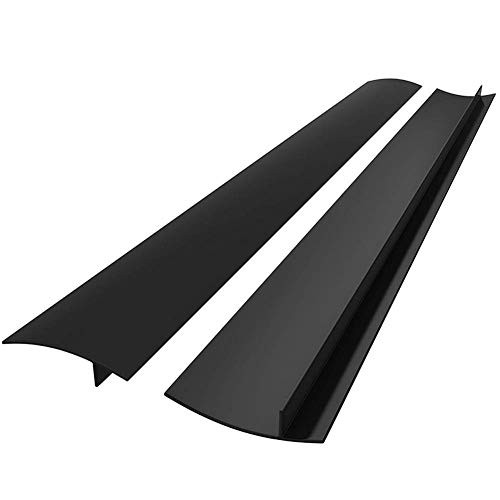 2PCS 21Inch Kitchen Silicone Stove Counter Gap Cover Wide and Long Gap Filler Heat Resistant Oven Gap Filler Seals Spills Between Stovetop and Counter Countertop Strips Gap Guard -Black-