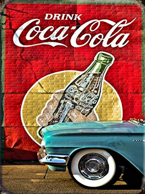 UNiQ Designs Metal Coke Tin Sign Drink Coca Cola Wall Decor Retro Posters Coca Cola Sign Vintage Coca Cola Signs Coke Decor 50's Retro Kitchen Cocacola Vintage Coke Sign Coca Cola Poster 12x8