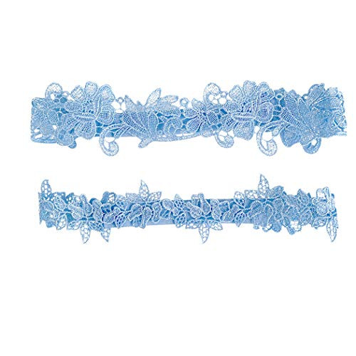 Wedding Garters Set Lace bridal garter belt stretchy Blue Floral Garter for bride