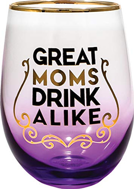 Spoontiques Moms Stemless Glass 20 ounces Purple
