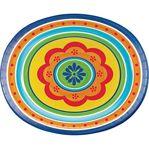 Creative Converting Painted Pottery Oval Plates 10" x 12" Multi-colored