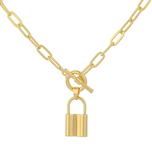 Gold Necklaces For Women - 14K Gold Plated Lock Pendant Clip Chain Necklace Fashion Punk Wind OT Buckle Necklace Gold Chain Layered Paperclip Chain Necklaces for Women Jewelry Gifts Gold Necklaces For Women - 14K Gold Plated Lock Pendant Clip Chain Necklace Fashion Punk Wind OT Buckle Necklace Gold Chain Layered Paperclip Chain Necklaces for Women Jewelry Gifts