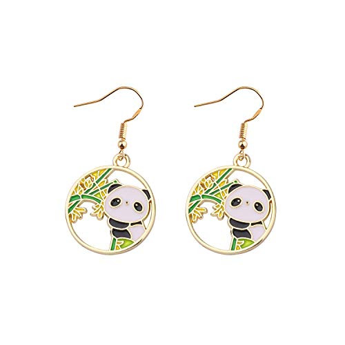 WSNANG Panda Earrings Panda Bear Eating Bamboo Leaf Dangle Earrings for Women Girls Panda Lover Gift -Panda Earrings-