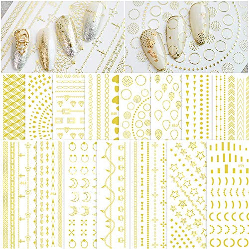 Gold Luxury Nail Art Stickers 15 Sheet Luxury Nail Stickers Set Mixed Pattern Nail Art Stickers 3D Self-Adhesive Nail Decals Manicure DIY Design Nails Gold Luxury Nail Art Stickers 15 Sheet Luxury Nail Stickers Set Mixed Pattern Nail Art Stickers 3D Self-Adhesive Nail Decals Manicure DIY Design Nails