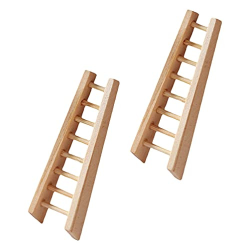 BESPORTBLE 2pcs Mini Ladders Fairy Garden Accessories Miniature Wooden Step Ladders Micro Landscape Ornament for DIY Dollhouse Decoration
