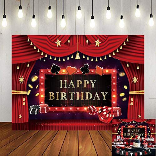 Las Vegas Party Photography Backdrop Casino Poker Theme Birthday Party Prom Vinyl 5x3ft Casino Night Photo Background Cake Table Decorations Banner Photo Studio Booth Props