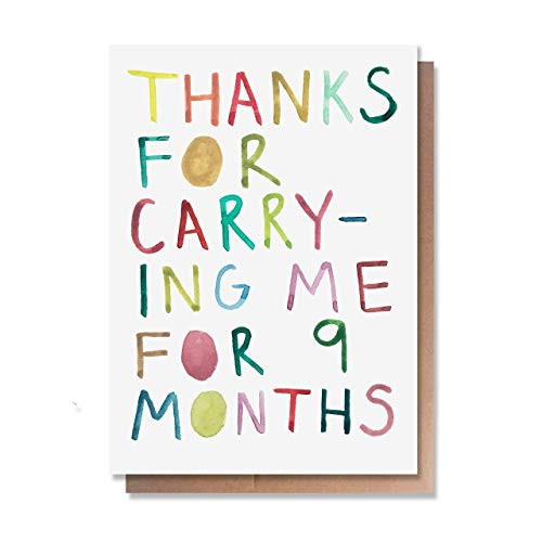 Wunderkid Funny Mother's Day Card Watercolor Art Card for Mom -1 Single Card Blank inside-