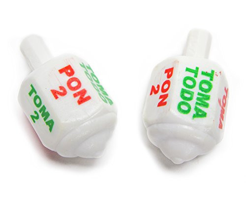 Classic Mexican Pirinola Toma Todo Plastic Solid Peace Color Collection - Pirinola de Plastico Solida Coleccion de Colores -2 Pack- -White-