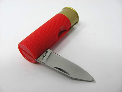 12 Gauge Shotgun Shell Folding Knife -Red-