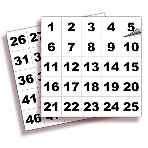 Consecutive Number Vinyl Stickers  1 to 50 1.5-inch 1 Set  White Self Adhesive Premium Decal. Ideal for Inventory Storage Organizing Boxes Bins Toolbox Lockers and More. Indoor  and  Outdoor