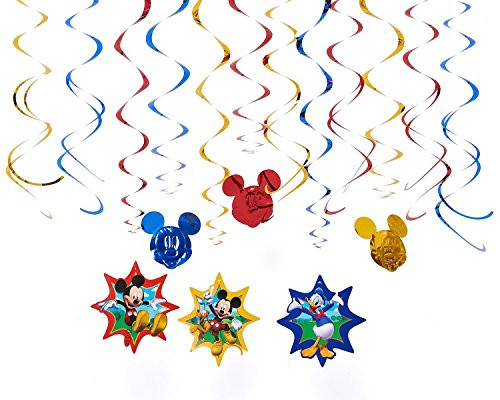 Diseny Mickey Mouse and Friends Party Foil Hanging Swirl Decorations - Spiral Ornaments -12 PCS-- Party Supply Party Decorations