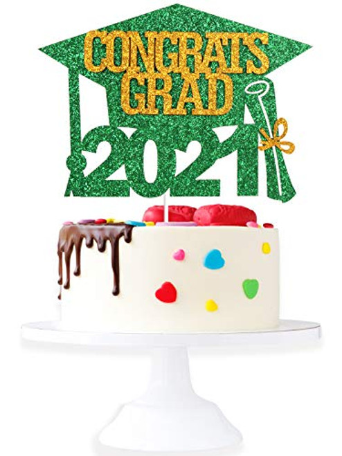 Congrats Grad 2021 Graduation Cake Topper - Senior 2021 Party Green Glitter Diploma Cake Supplies - Congratulations College Master Graduation Party Decoration Congrats Grad 2021 Graduation Cake Topper - Senior 2021 Party Green Glitter Diploma Cake Supplies - Congratulations College Master Graduation Party Decoration