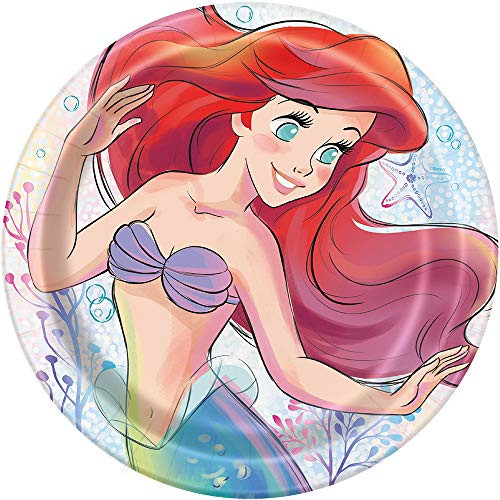 Unique Disney The Little Mermaid Round Dinner Plates - 8 Pcs Blue-Red-Multicolor 9"