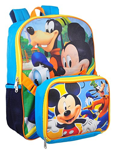 Disney Boys' Mickey Backpack with Lunch Kit, Blue, One Size