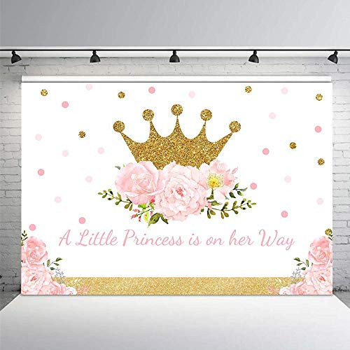 MEHOFOTO Little Princess Baby Shower Photo Studio Booth Background Pink Floral Shimmer Gold Crown Polka Dots Royal Celebration Photography Backdrops Banner for Cake Table Supplies 5x3ft MEHOFOTO Little Princess Baby Shower Photo Studio Booth Background Pink Floral Shimmer Gold Crown Polka Dots Royal Celebration Photography Backdrops Banner for Cake Table Supplies 5x3ft